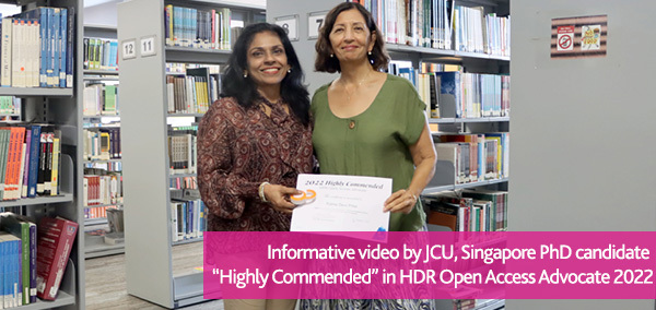 JCU, Singapore PhD candidate “Highly Commended” in HDR Open Access Advocate 2022